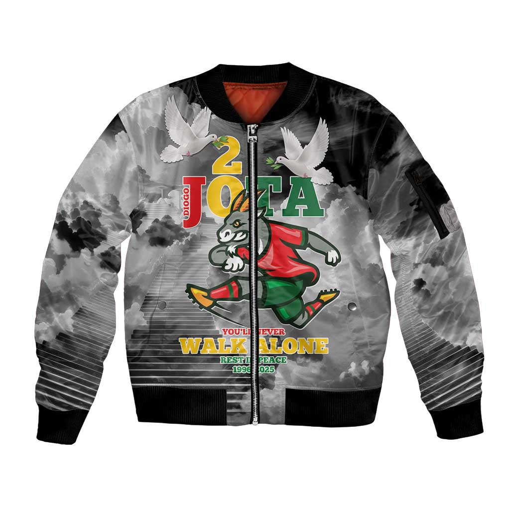 Portuguese Footballer Memorial Sleeve Zip Bomber Jacket You'll Never Walk Alone Rest In Peace 1996-2025 - Wonder Print Shop