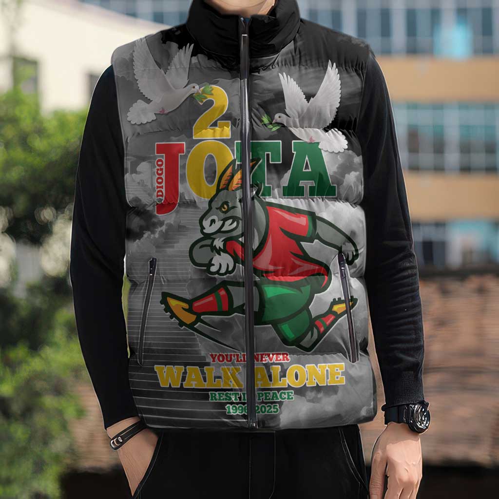 Portuguese Footballer Memorial Sleeveless Puffer Jacket You'll Never Walk Alone Rest In Peace 1996-2025 - Wonder Print Shop