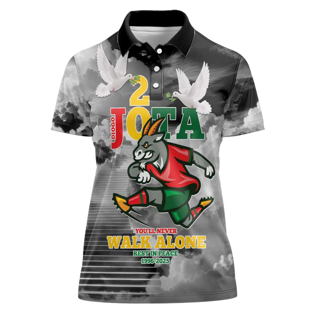 Portuguese Footballer Memorial Women Polo Shirt You'll Never Walk Alone Rest In Peace 1996-2025 - Wonder Print Shop