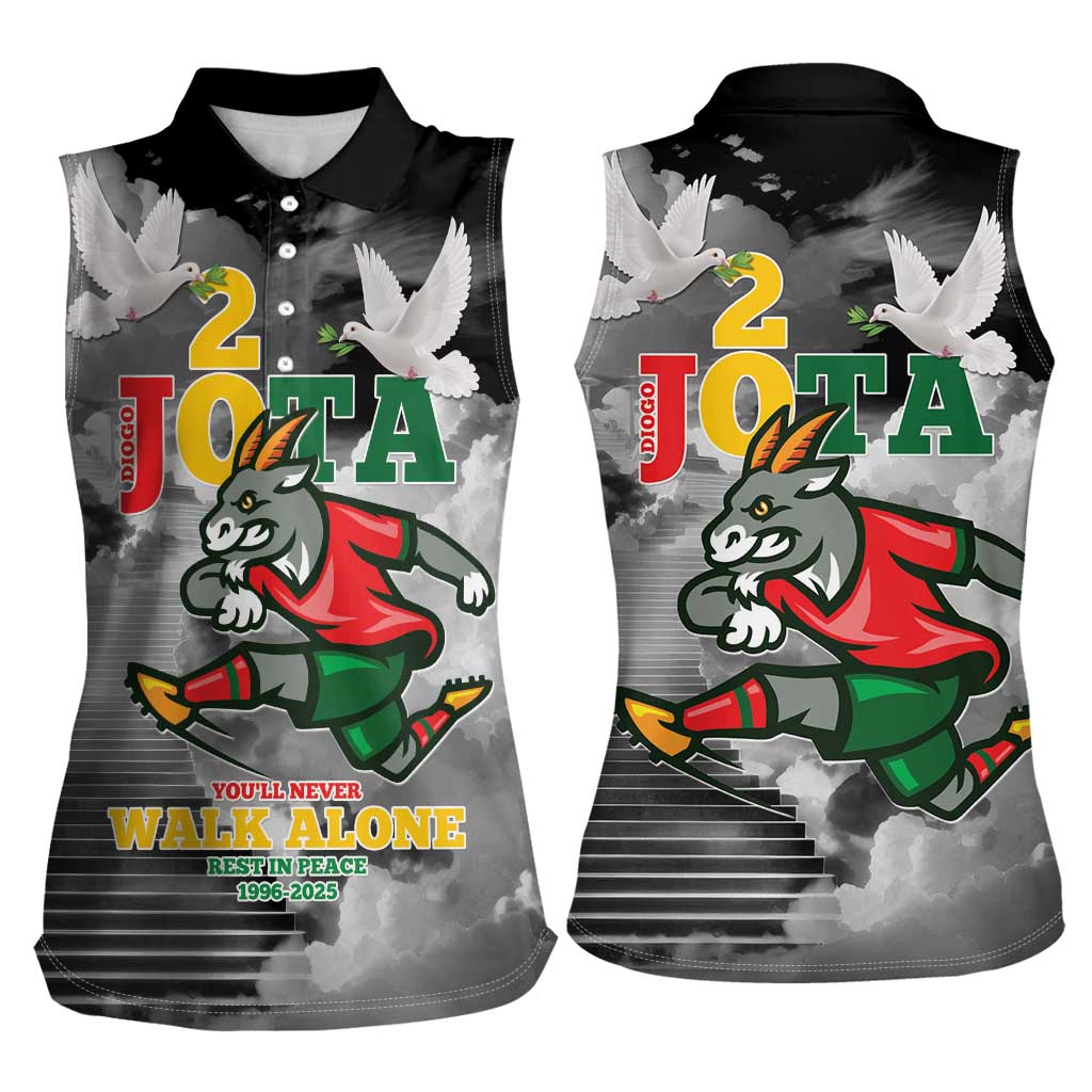 Portuguese Footballer Memorial Women Sleeveless Polo Shirt You'll Never Walk Alone Rest In Peace 1996-2025 - Wonder Print Shop