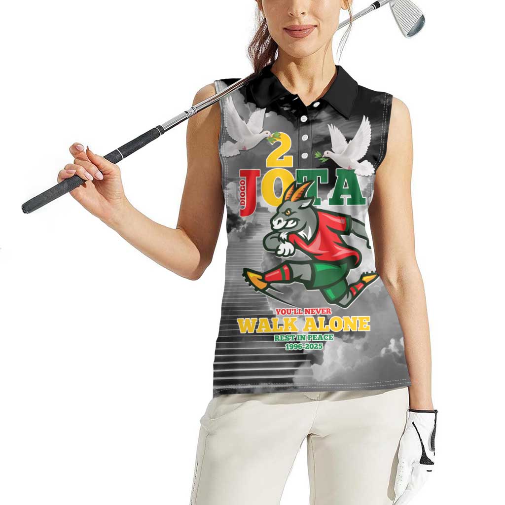 Portuguese Footballer Memorial Women Sleeveless Polo Shirt You'll Never Walk Alone Rest In Peace 1996-2025 - Wonder Print Shop