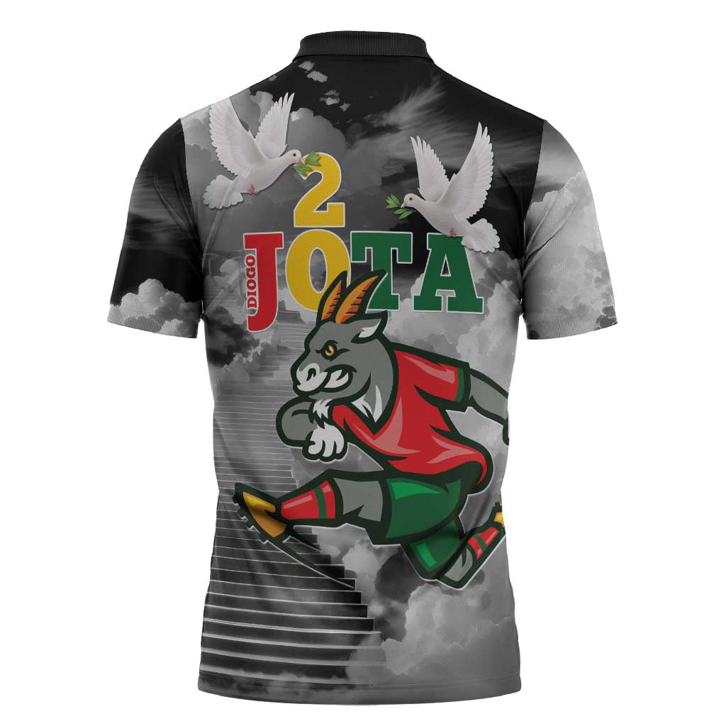 Portuguese Footballer Memorial Zipper Polo Shirt You'll Never Walk Alone Rest In Peace 1996-2025 - Wonder Print Shop