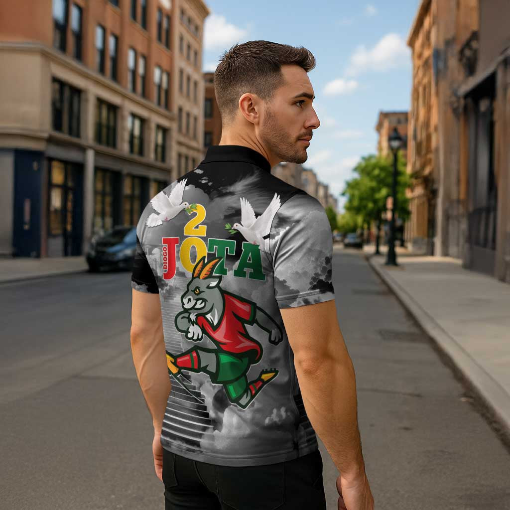 Portuguese Footballer Memorial Zipper Polo Shirt You'll Never Walk Alone Rest In Peace 1996-2025 - Wonder Print Shop