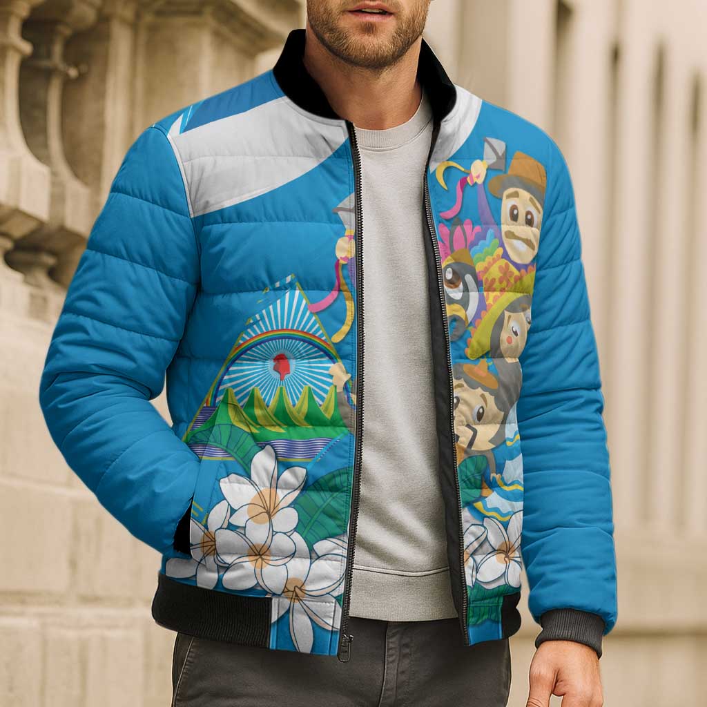 Nicaragua Independence Day Bomber Puffer Jacket Since 1821 Nicaragua Culture Concept - Wonder Print Shop