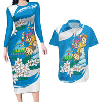 Nicaragua Independence Day Couples Matching Long Sleeve Bodycon Dress and Hawaiian Shirt Since 1821 Nicaragua Culture Concept - Wonder Print Shop