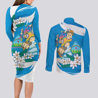 Nicaragua Independence Day Couples Matching Long Sleeve Bodycon Dress and Long Sleeve Button Shirt Since 1821 Nicaragua Culture Concept - Wonder Print Shop
