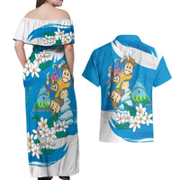 Nicaragua Independence Day Couples Matching Off Shoulder Maxi Dress and Hawaiian Shirt Since 1821 Nicaragua Culture Concept - Wonder Print Shop