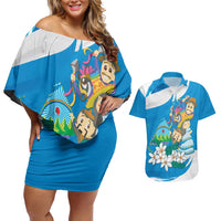 Nicaragua Independence Day Couples Matching Off Shoulder Short Dress and Hawaiian Shirt Since 1821 Nicaragua Culture Concept - Wonder Print Shop