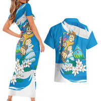 Nicaragua Independence Day Couples Matching Short Sleeve Bodycon Dress and Hawaiian Shirt Since 1821 Nicaragua Culture Concept - Wonder Print Shop
