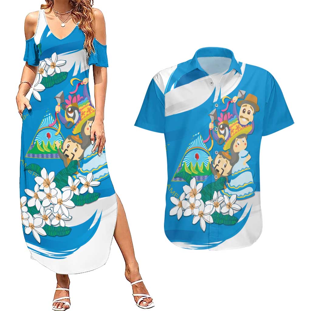 Nicaragua Independence Day Couples Matching Summer Maxi Dress and Hawaiian Shirt Since 1821 Nicaragua Culture Concept - Wonder Print Shop