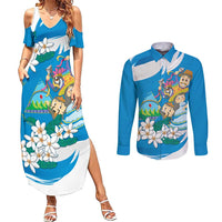 Nicaragua Independence Day Couples Matching Summer Maxi Dress and Long Sleeve Button Shirt Since 1821 Nicaragua Culture Concept - Wonder Print Shop