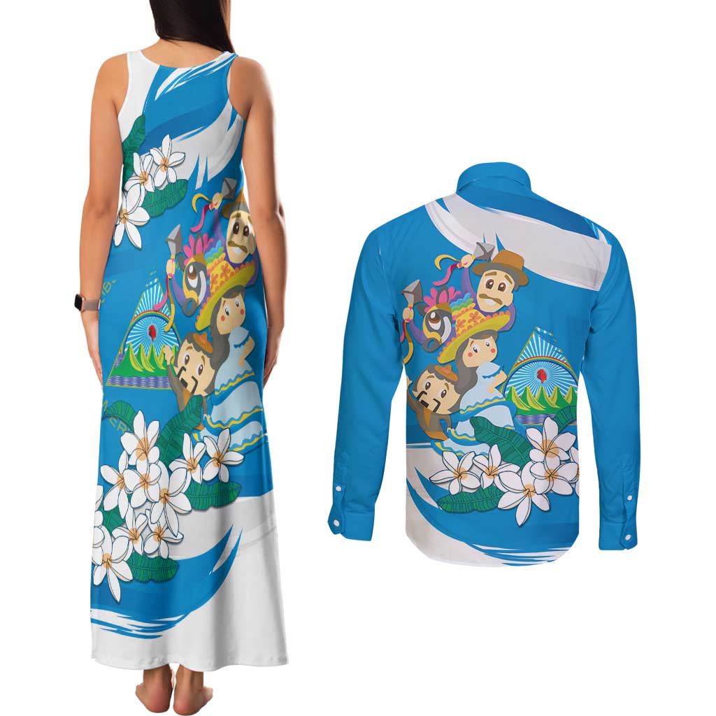 Nicaragua Independence Day Couples Matching Tank Maxi Dress and Long Sleeve Button Shirt Since 1821 Nicaragua Culture Concept - Wonder Print Shop