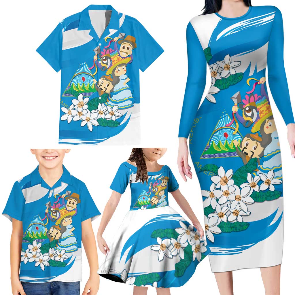 Nicaragua Independence Day Family Matching Long Sleeve Bodycon Dress and Hawaiian Shirt Since 1821 Nicaragua Culture Concept - Wonder Print Shop