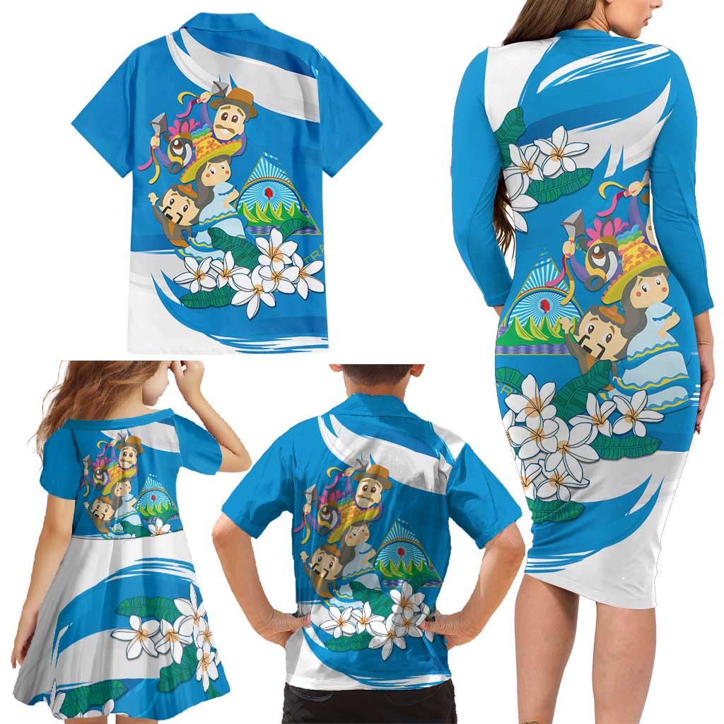 Nicaragua Independence Day Family Matching Long Sleeve Bodycon Dress and Hawaiian Shirt Since 1821 Nicaragua Culture Concept - Wonder Print Shop