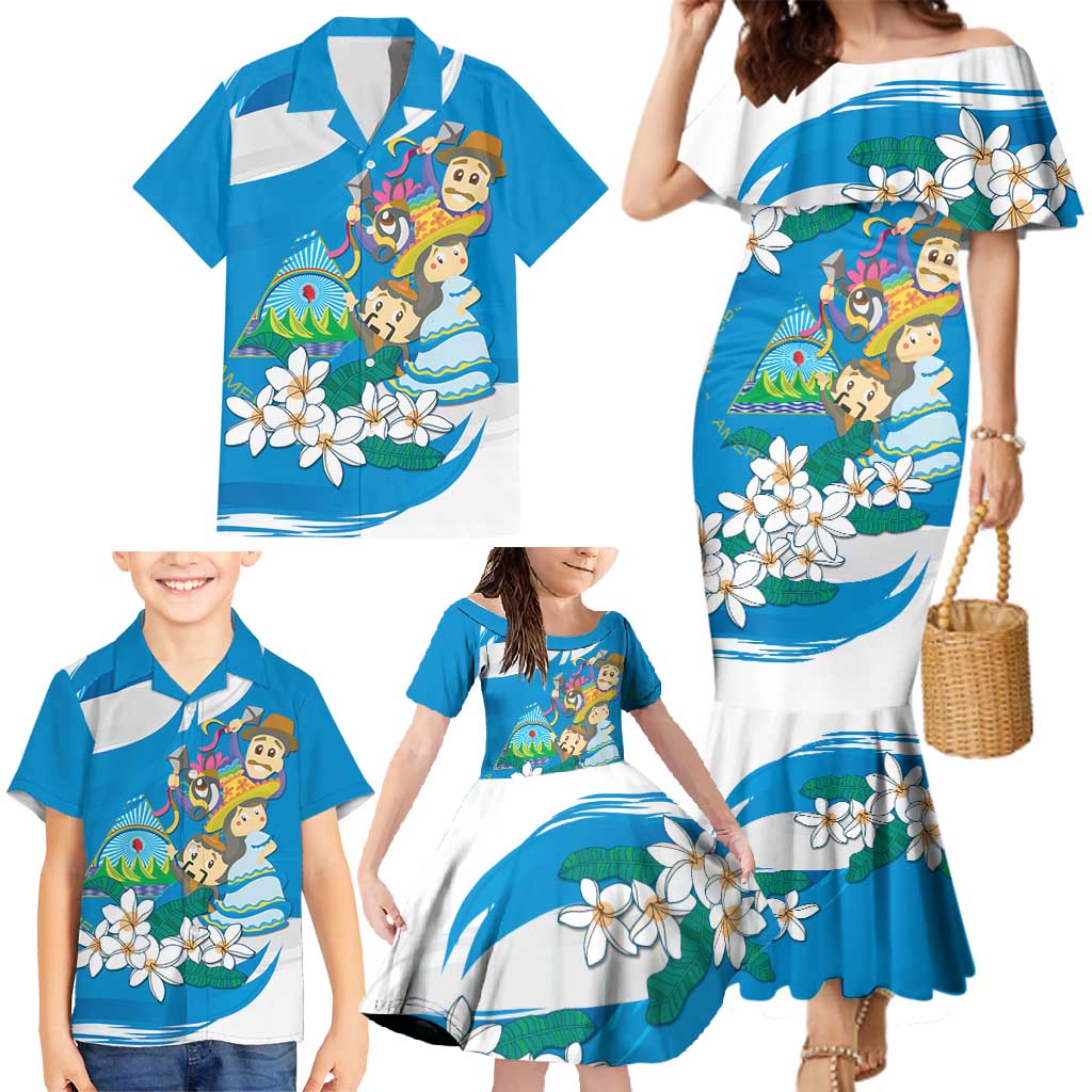 Nicaragua Independence Day Family Matching Mermaid Dress and Hawaiian Shirt Since 1821 Nicaragua Culture Concept - Wonder Print Shop