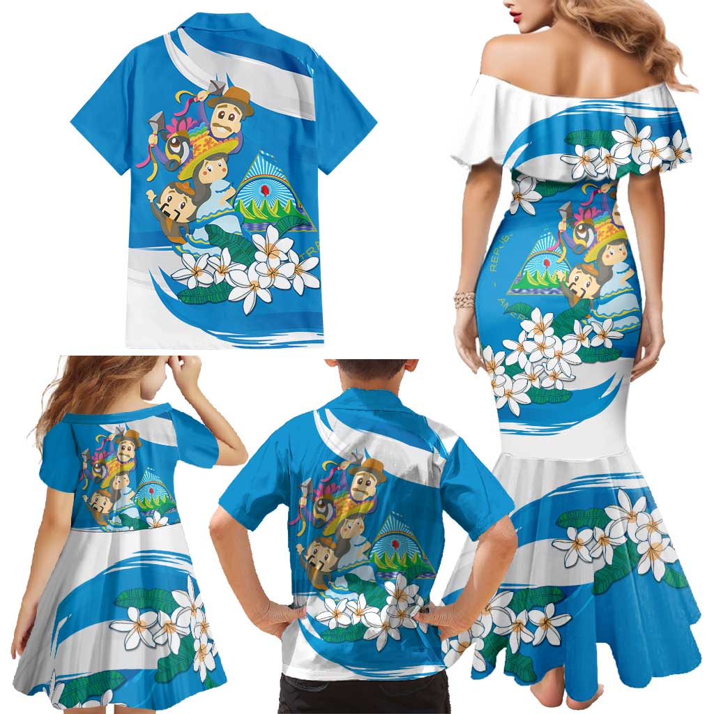 Nicaragua Independence Day Family Matching Mermaid Dress and Hawaiian Shirt Since 1821 Nicaragua Culture Concept - Wonder Print Shop