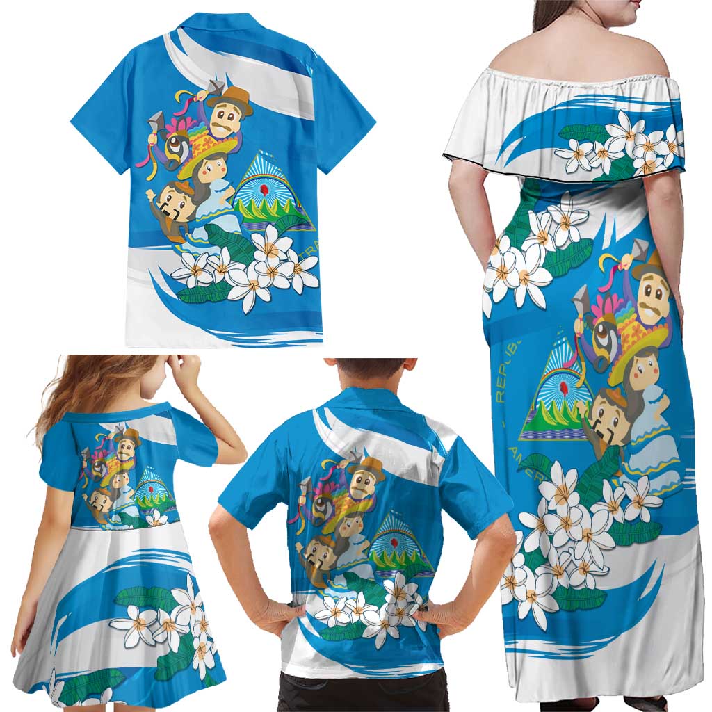 Nicaragua Independence Day Family Matching Off Shoulder Maxi Dress and Hawaiian Shirt Since 1821 Nicaragua Culture Concept - Wonder Print Shop