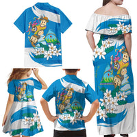 Nicaragua Independence Day Family Matching Off Shoulder Maxi Dress and Hawaiian Shirt Since 1821 Nicaragua Culture Concept - Wonder Print Shop