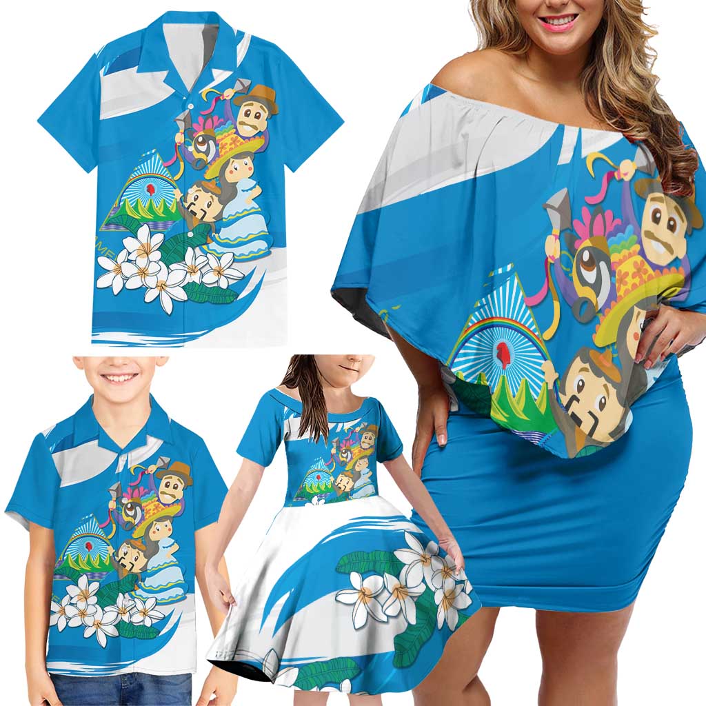 Nicaragua Independence Day Family Matching Off Shoulder Short Dress and Hawaiian Shirt Since 1821 Nicaragua Culture Concept - Wonder Print Shop