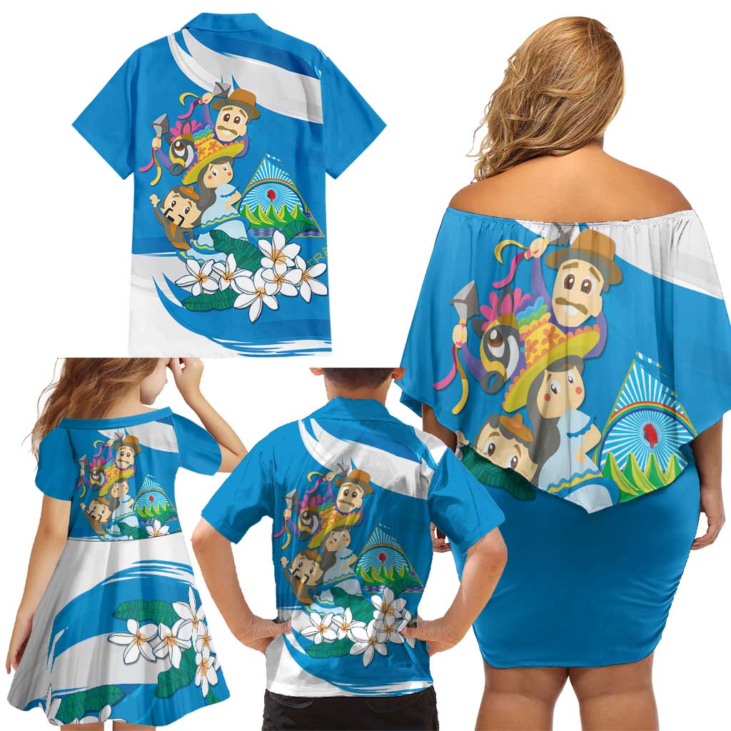 Nicaragua Independence Day Family Matching Off Shoulder Short Dress and Hawaiian Shirt Since 1821 Nicaragua Culture Concept - Wonder Print Shop