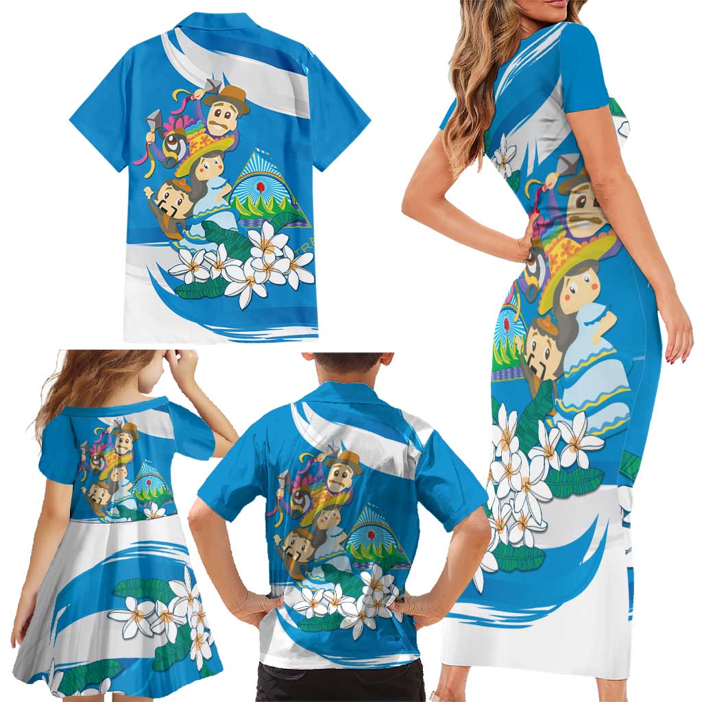 Nicaragua Independence Day Family Matching Short Sleeve Bodycon Dress and Hawaiian Shirt Since 1821 Nicaragua Culture Concept - Wonder Print Shop
