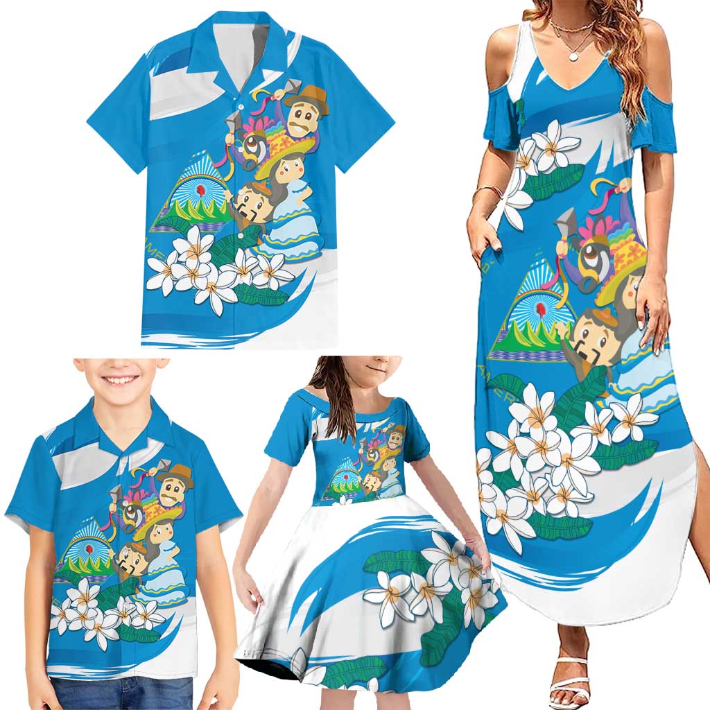 Nicaragua Independence Day Family Matching Summer Maxi Dress and Hawaiian Shirt Since 1821 Nicaragua Culture Concept - Wonder Print Shop
