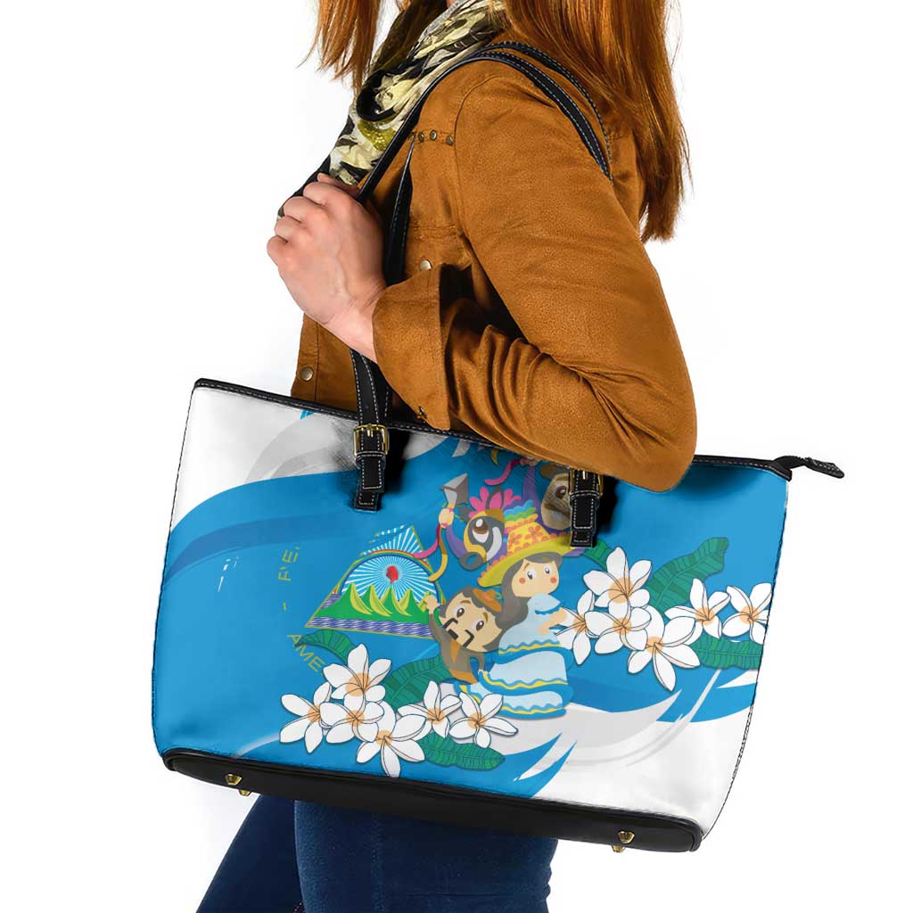 Nicaragua Independence Day Leather Tote Bag Since 1821 Nicaragua Culture Concept - Wonder Print Shop