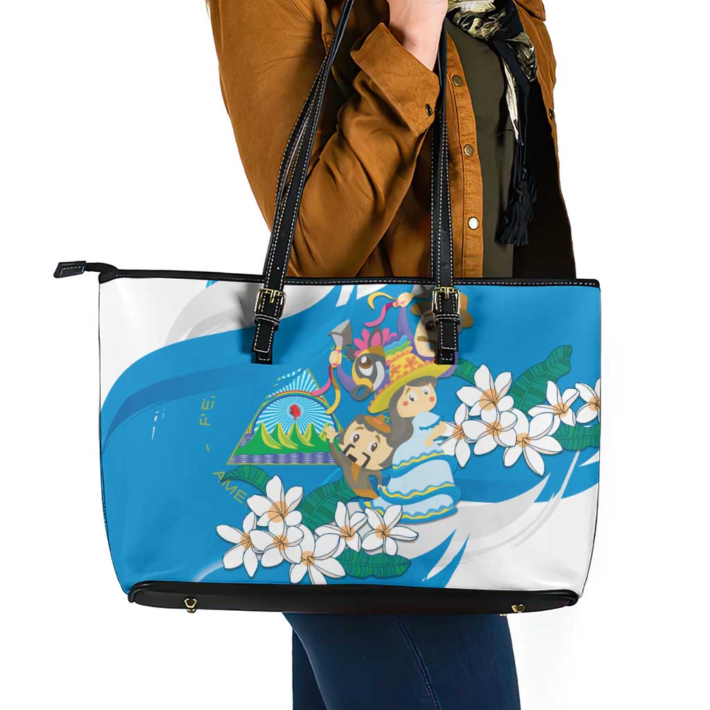 Nicaragua Independence Day Leather Tote Bag Since 1821 Nicaragua Culture Concept - Wonder Print Shop