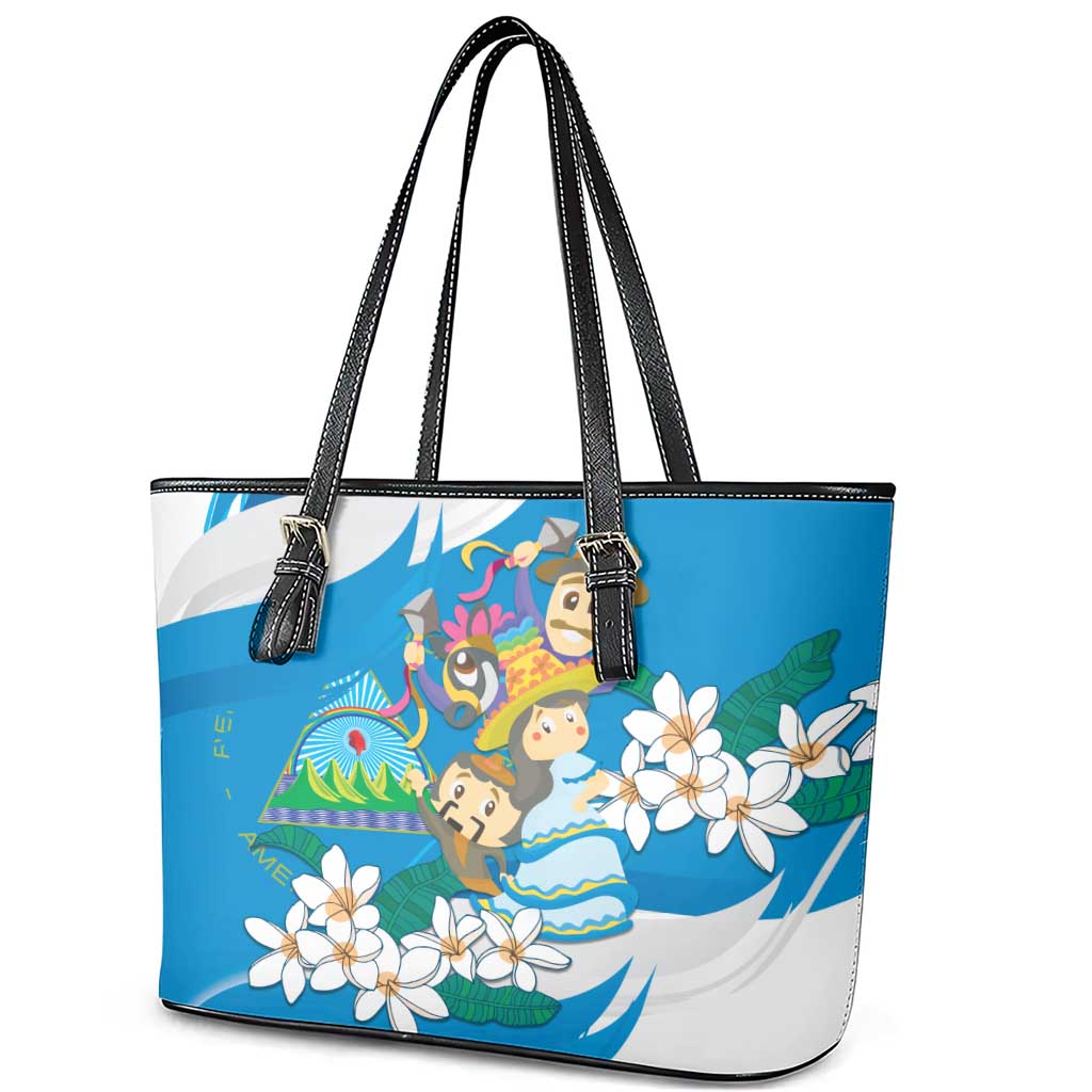 Nicaragua Independence Day Leather Tote Bag Since 1821 Nicaragua Culture Concept - Wonder Print Shop