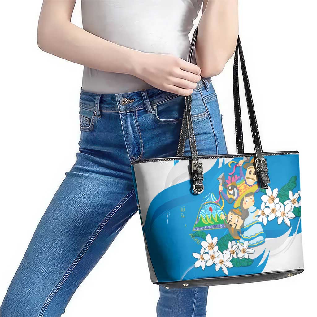 Nicaragua Independence Day Leather Tote Bag Since 1821 Nicaragua Culture Concept - Wonder Print Shop