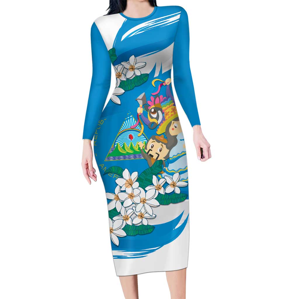 Nicaragua Independence Day Long Sleeve Bodycon Dress Since 1821 Nicaragua Culture Concept - Wonder Print Shop
