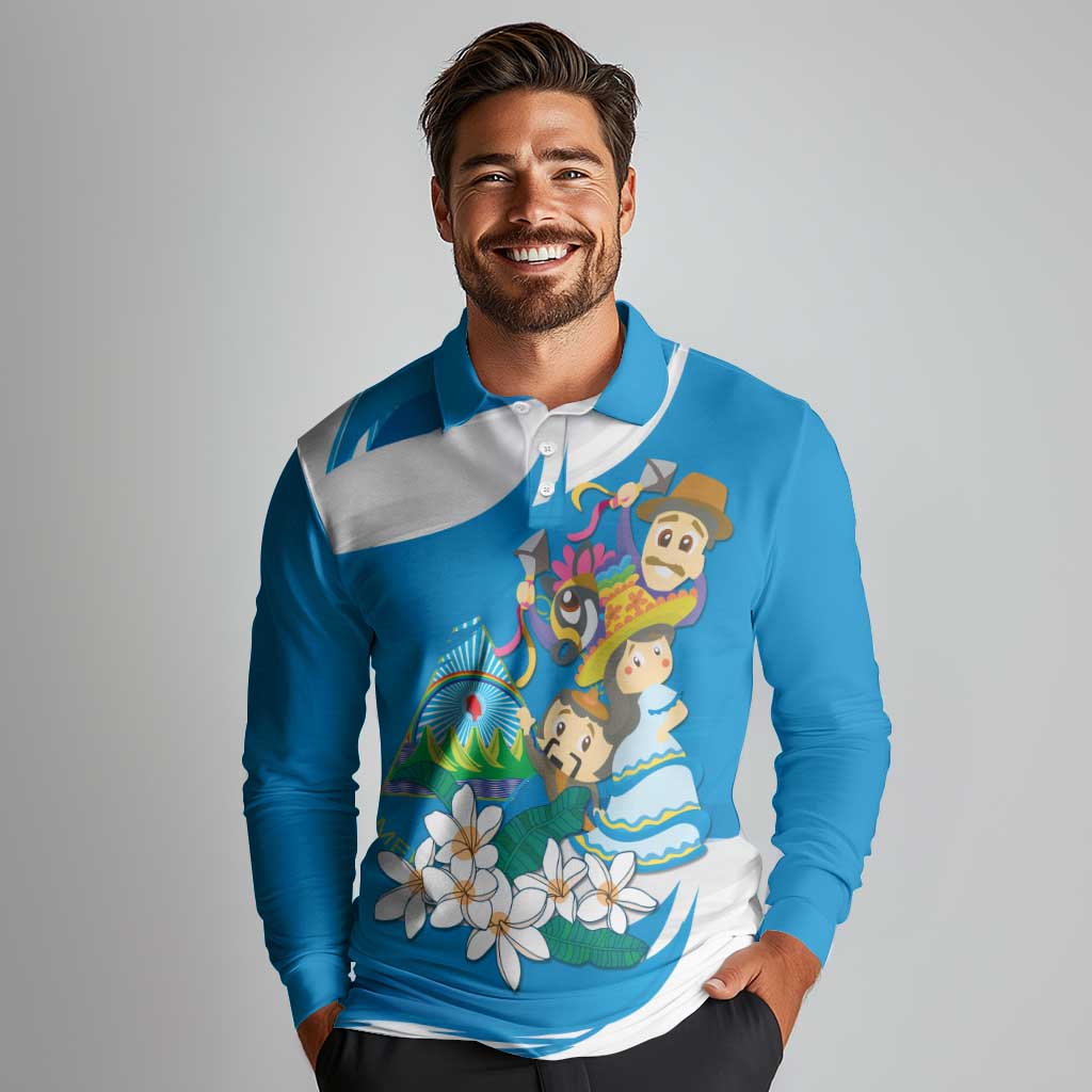 Nicaragua Independence Day Long Sleeve Polo Shirt Since 1821 Nicaragua Culture Concept - Wonder Print Shop