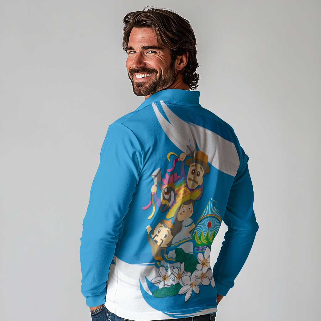 Nicaragua Independence Day Long Sleeve Polo Shirt Since 1821 Nicaragua Culture Concept - Wonder Print Shop
