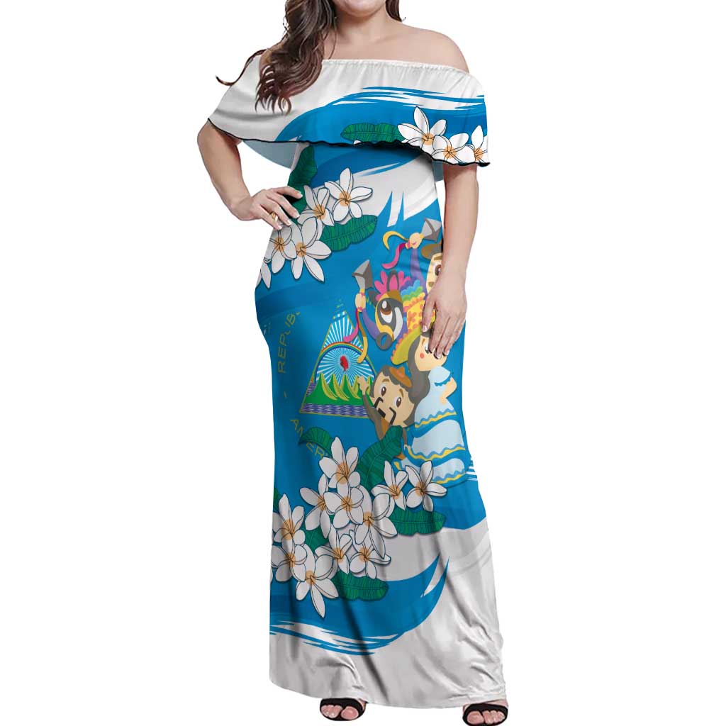 Nicaragua Independence Day Off Shoulder Maxi Dress Since 1821 Nicaragua Culture Concept - Wonder Print Shop