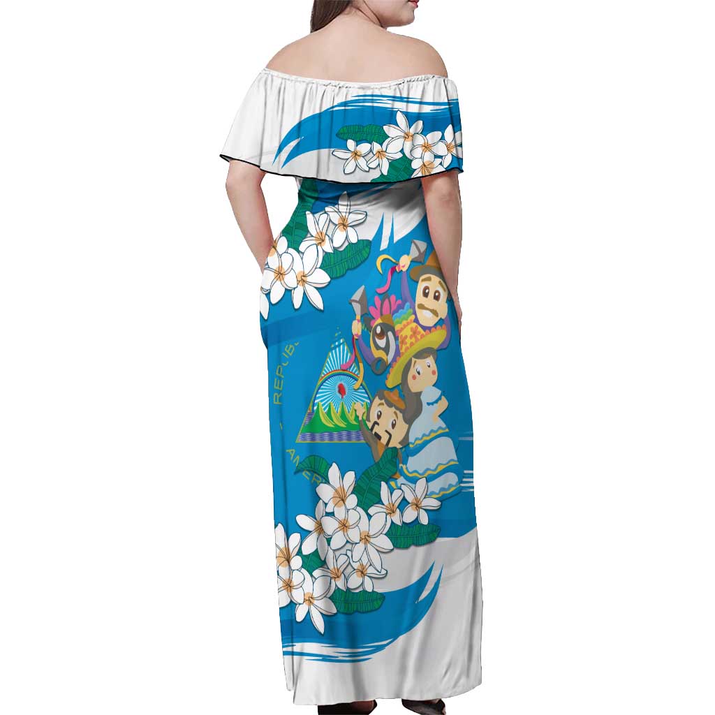 Nicaragua Independence Day Off Shoulder Maxi Dress Since 1821 Nicaragua Culture Concept - Wonder Print Shop