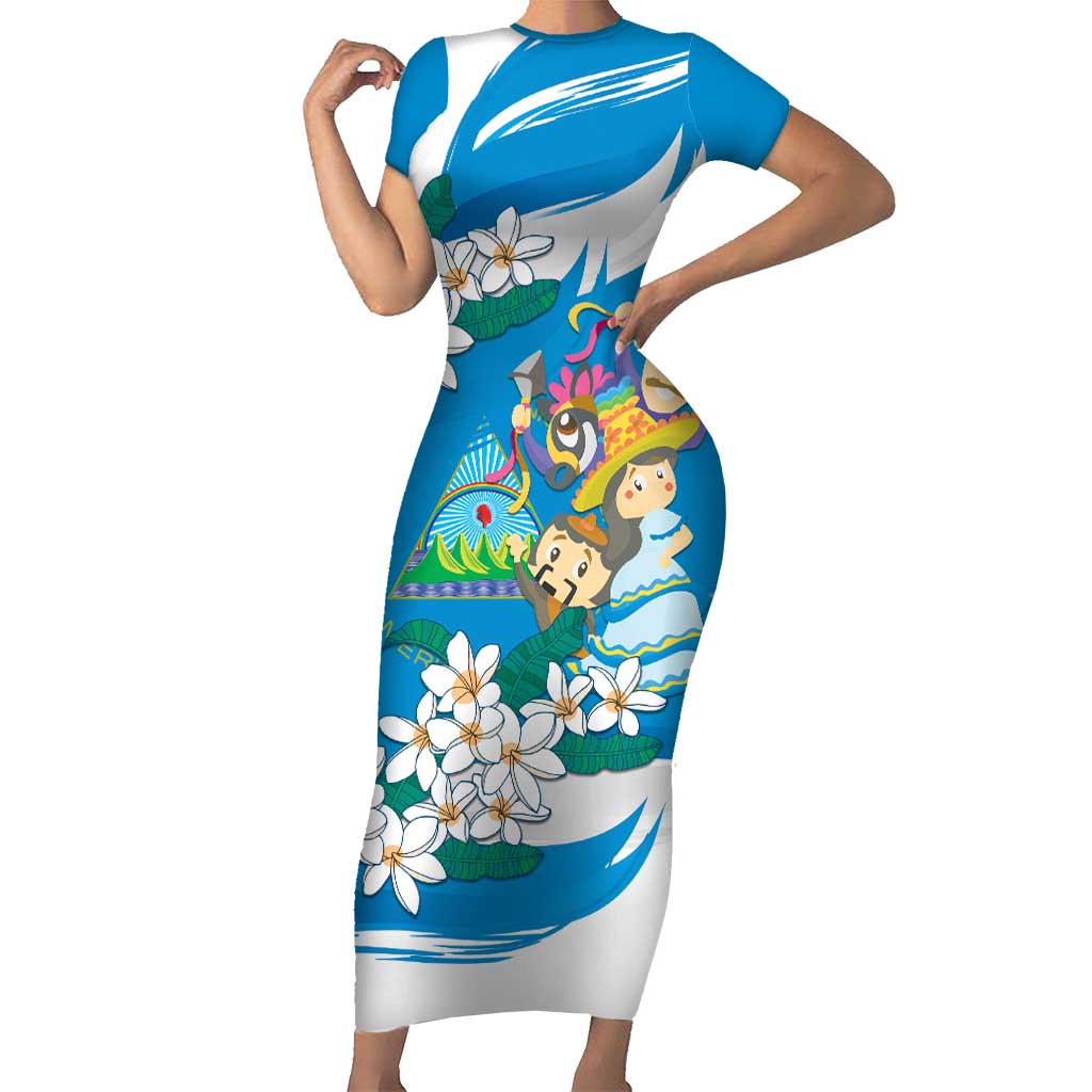 Nicaragua Independence Day Short Sleeve Bodycon Dress Since 1821 Nicaragua Culture Concept - Wonder Print Shop