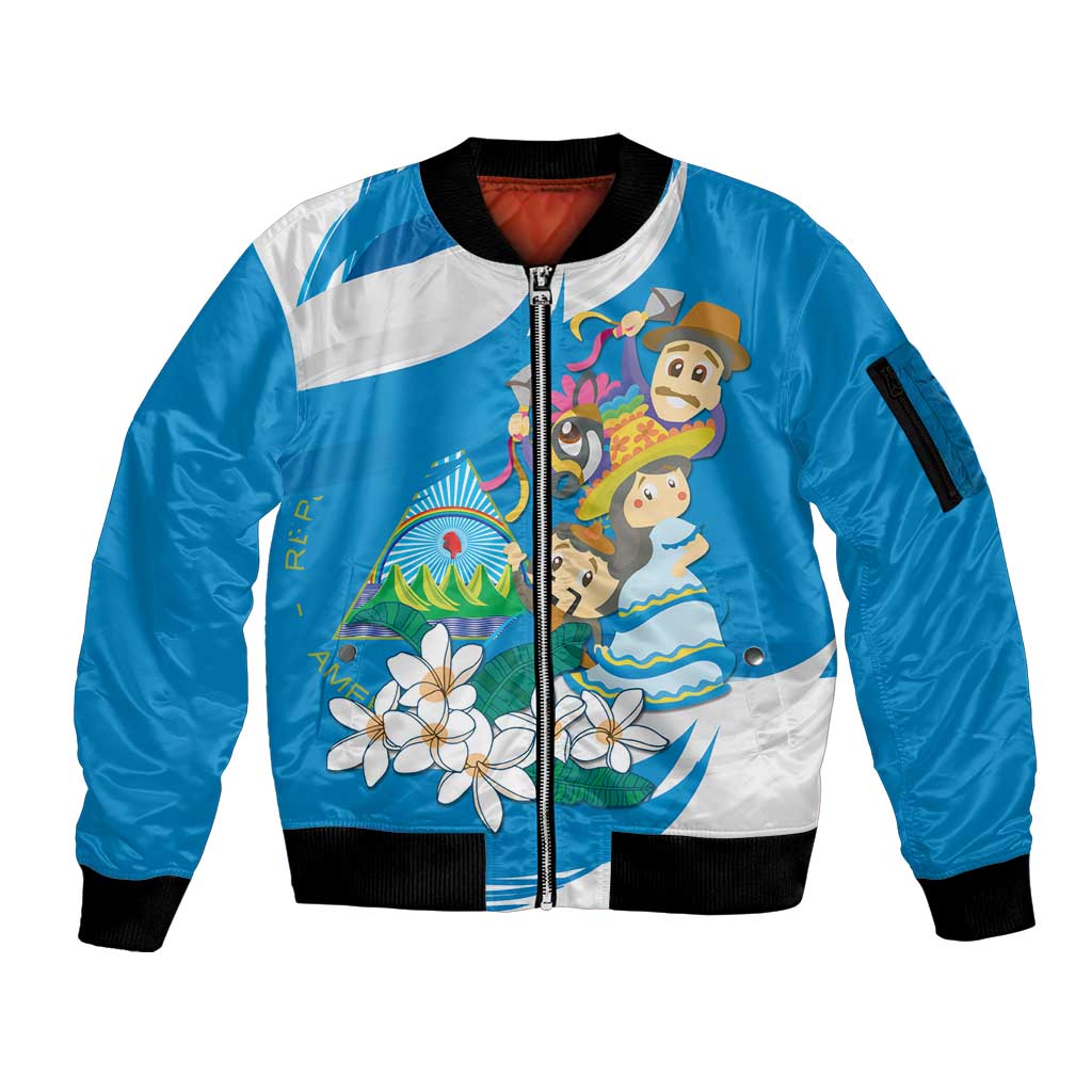 Nicaragua Independence Day Sleeve Zip Bomber Jacket Since 1821 Nicaragua Culture Concept - Wonder Print Shop