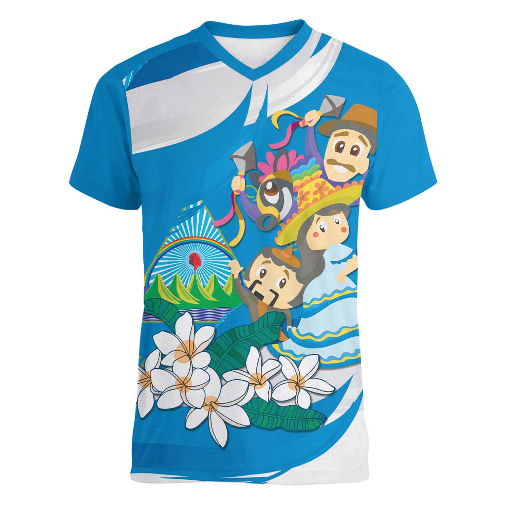 Nicaragua Independence Day Women V-Neck T-Shirt Since 1821 Nicaragua Culture Concept - Wonder Print Shop