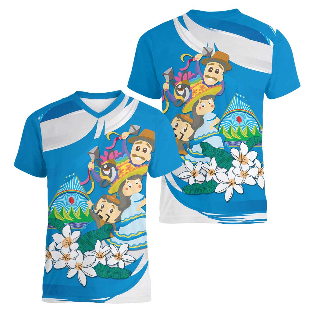 Nicaragua Independence Day Women V-Neck T-Shirt Since 1821 Nicaragua Culture Concept - Wonder Print Shop