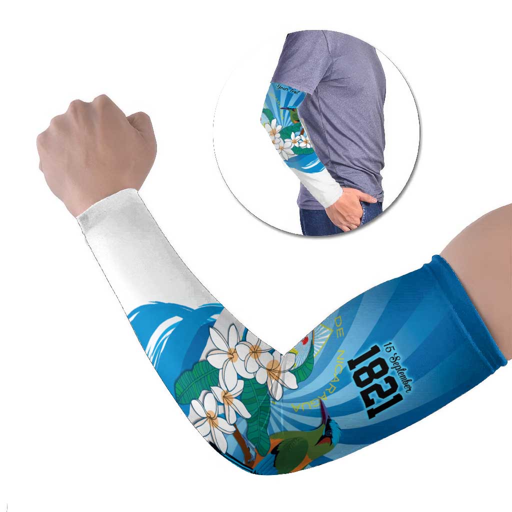 Nicaragua Independence Day Personalized Arm Sleeves Since 1821 Proud Guardabarranco Sacuanjoche - Wonder Print Shop