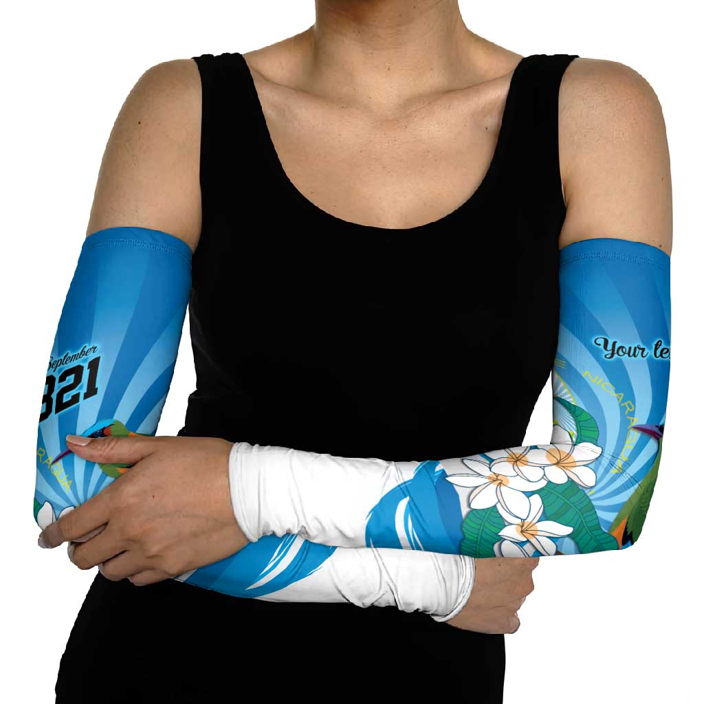 Nicaragua Independence Day Personalized Arm Sleeves Since 1821 Proud Guardabarranco Sacuanjoche - Wonder Print Shop