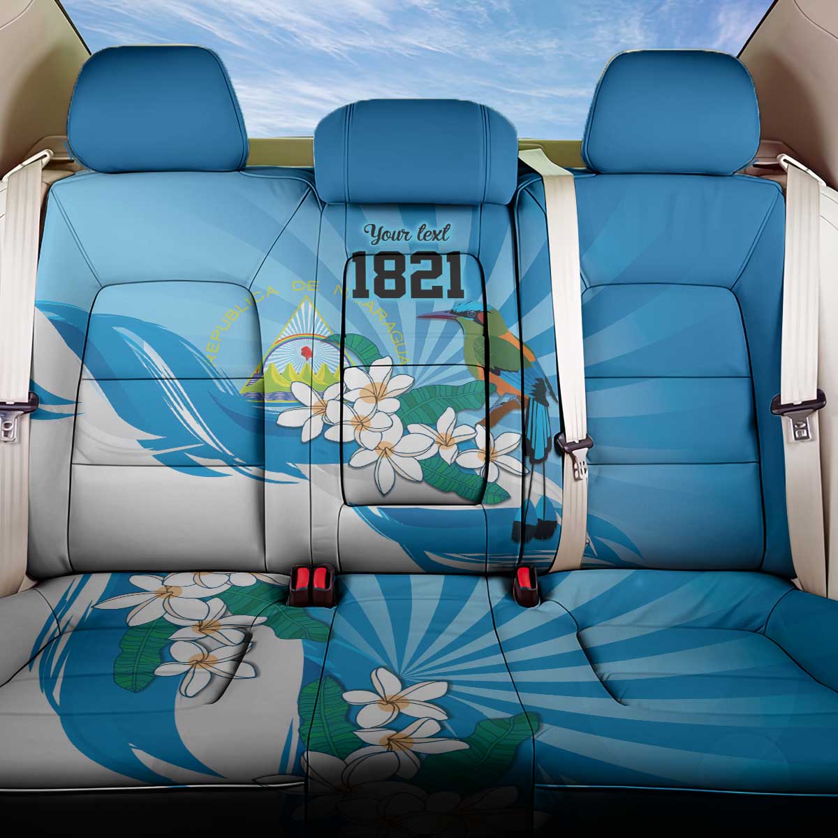 Nicaragua Independence Day Personalized Back Car Seat Cover Since 1821 Proud Guardabarranco Sacuanjoche - Wonder Print Shop