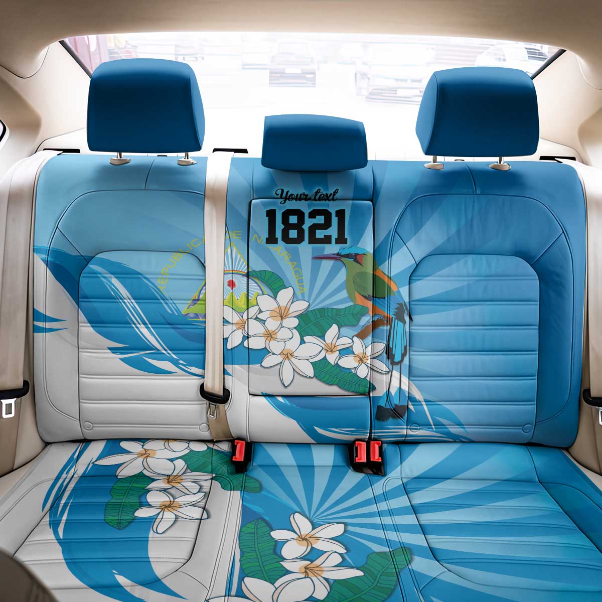 Nicaragua Independence Day Personalized Back Car Seat Cover Since 1821 Proud Guardabarranco Sacuanjoche - Wonder Print Shop