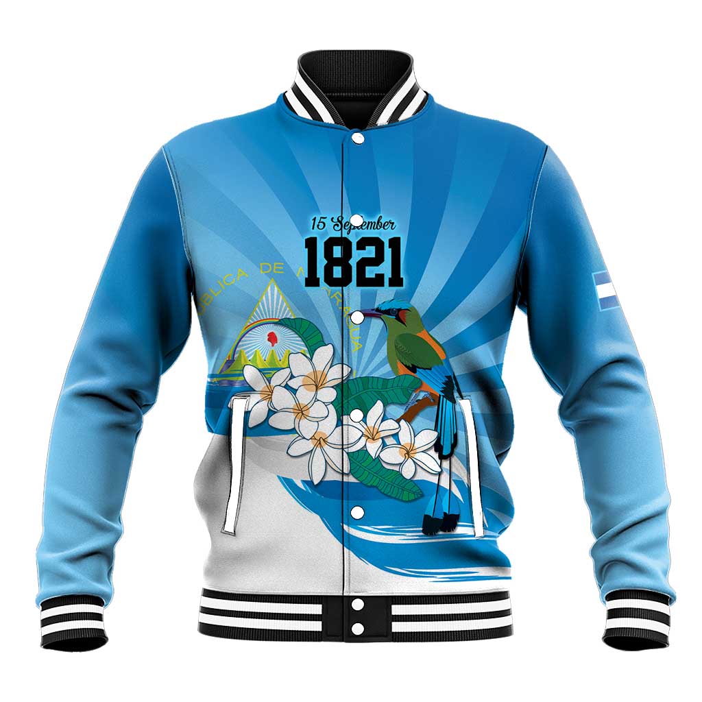 Nicaragua Independence Day Personalized Baseball Jacket Since 1821 Proud Guardabarranco Sacuanjoche - Wonder Print Shop
