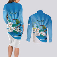 Nicaragua Independence Day Personalized Couples Matching Long Sleeve Bodycon Dress and Long Sleeve Button Shirt Since 1821 Proud Guardabarranco Sacuanjoche - Wonder Print Shop