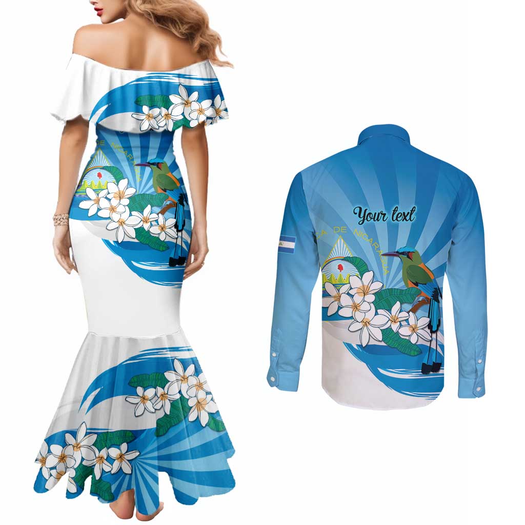 Nicaragua Independence Day Personalized Couples Matching Mermaid Dress and Long Sleeve Button Shirt Since 1821 Proud Guardabarranco Sacuanjoche - Wonder Print Shop