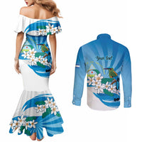 Nicaragua Independence Day Personalized Couples Matching Mermaid Dress and Long Sleeve Button Shirt Since 1821 Proud Guardabarranco Sacuanjoche - Wonder Print Shop