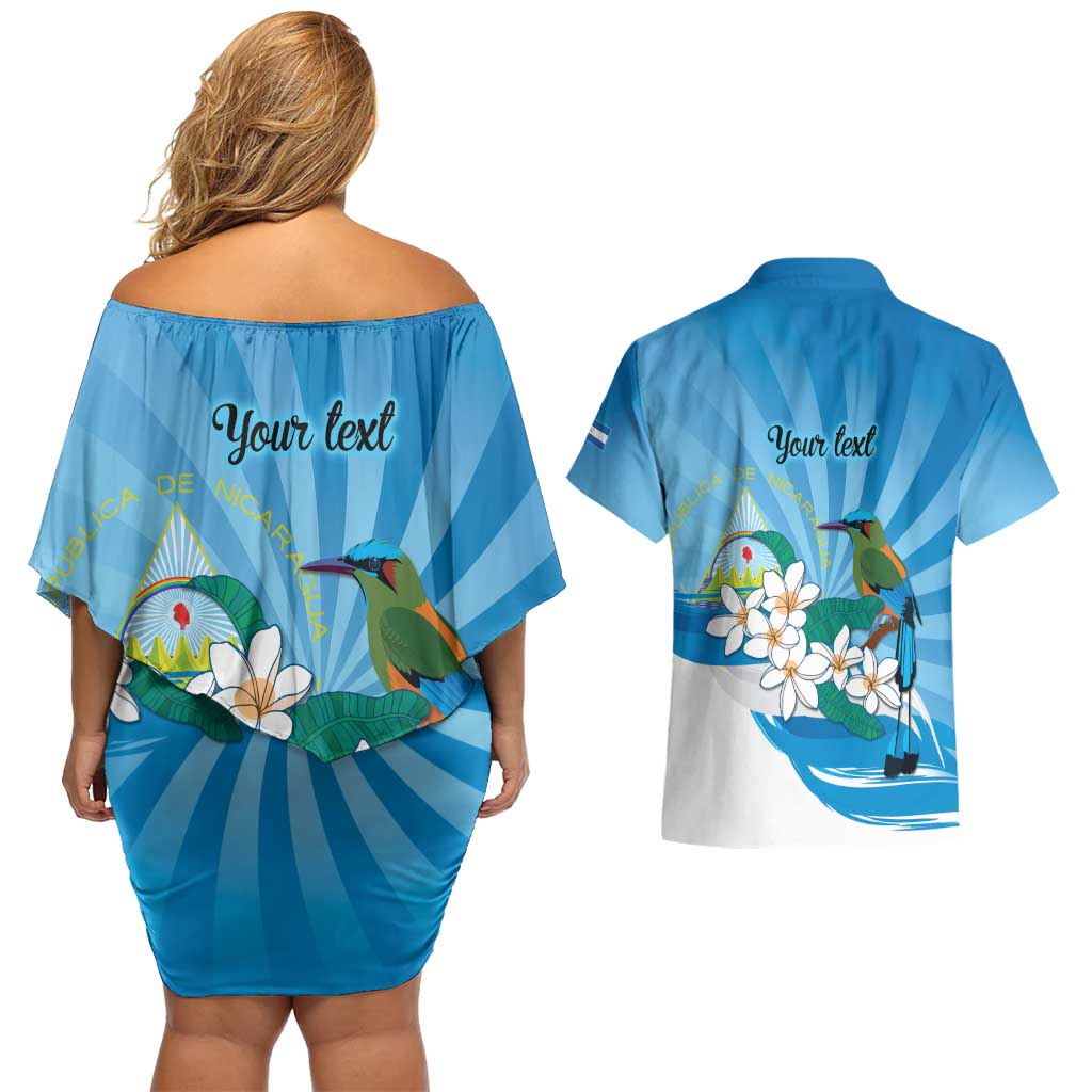 Nicaragua Independence Day Personalized Couples Matching Off Shoulder Short Dress and Hawaiian Shirt Since 1821 Proud Guardabarranco Sacuanjoche - Wonder Print Shop