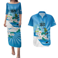 Nicaragua Independence Day Personalized Couples Matching Puletasi and Hawaiian Shirt Since 1821 Proud Guardabarranco Sacuanjoche - Wonder Print Shop