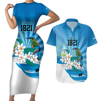 Nicaragua Independence Day Personalized Couples Matching Short Sleeve Bodycon Dress and Hawaiian Shirt Since 1821 Proud Guardabarranco Sacuanjoche - Wonder Print Shop